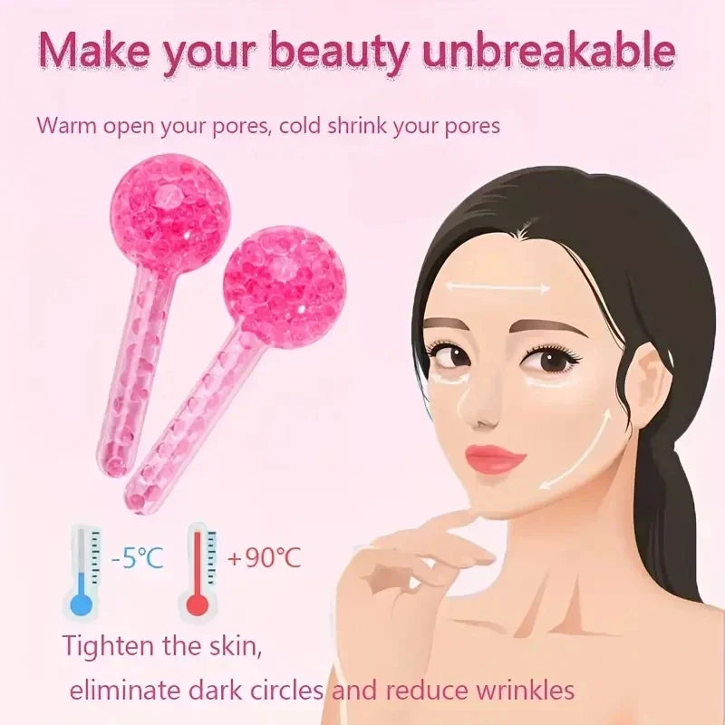 2PCS Ice Globes for Facial Cooling & Massag Pink