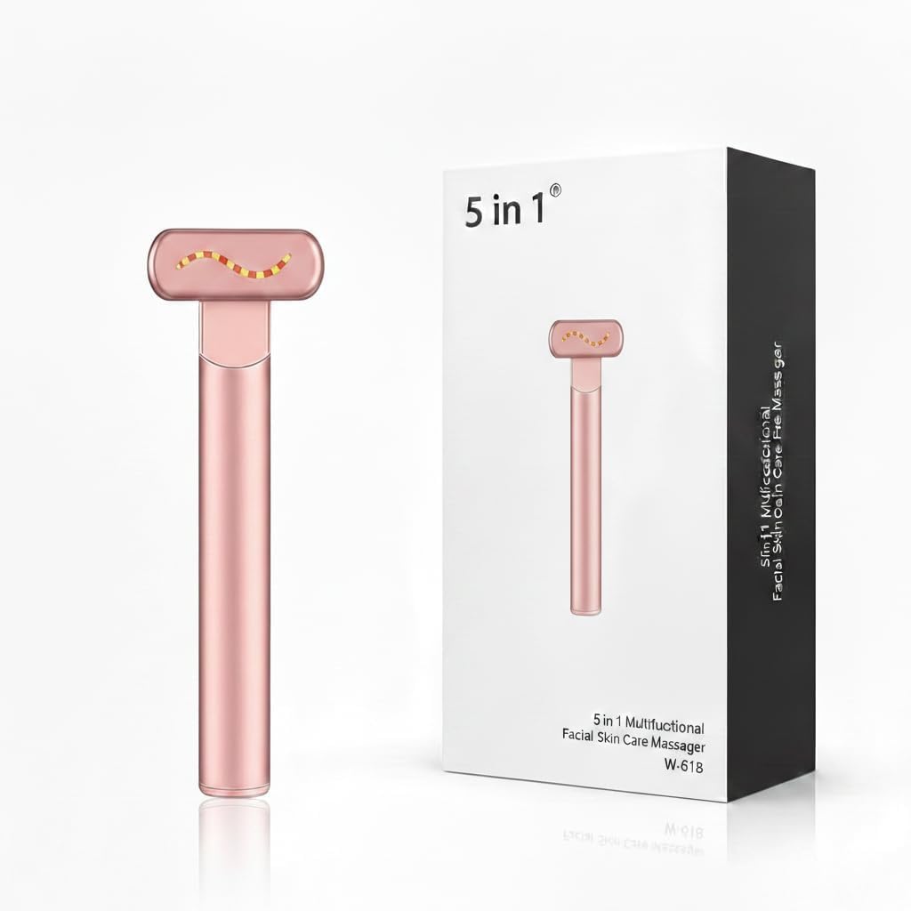 Red Light Therapy for Face | 4‑in‑1 Skincare Tool with EMS Microcurrent & Vibration | Rechargeable Face Massager Machine for Facial & Eye Care