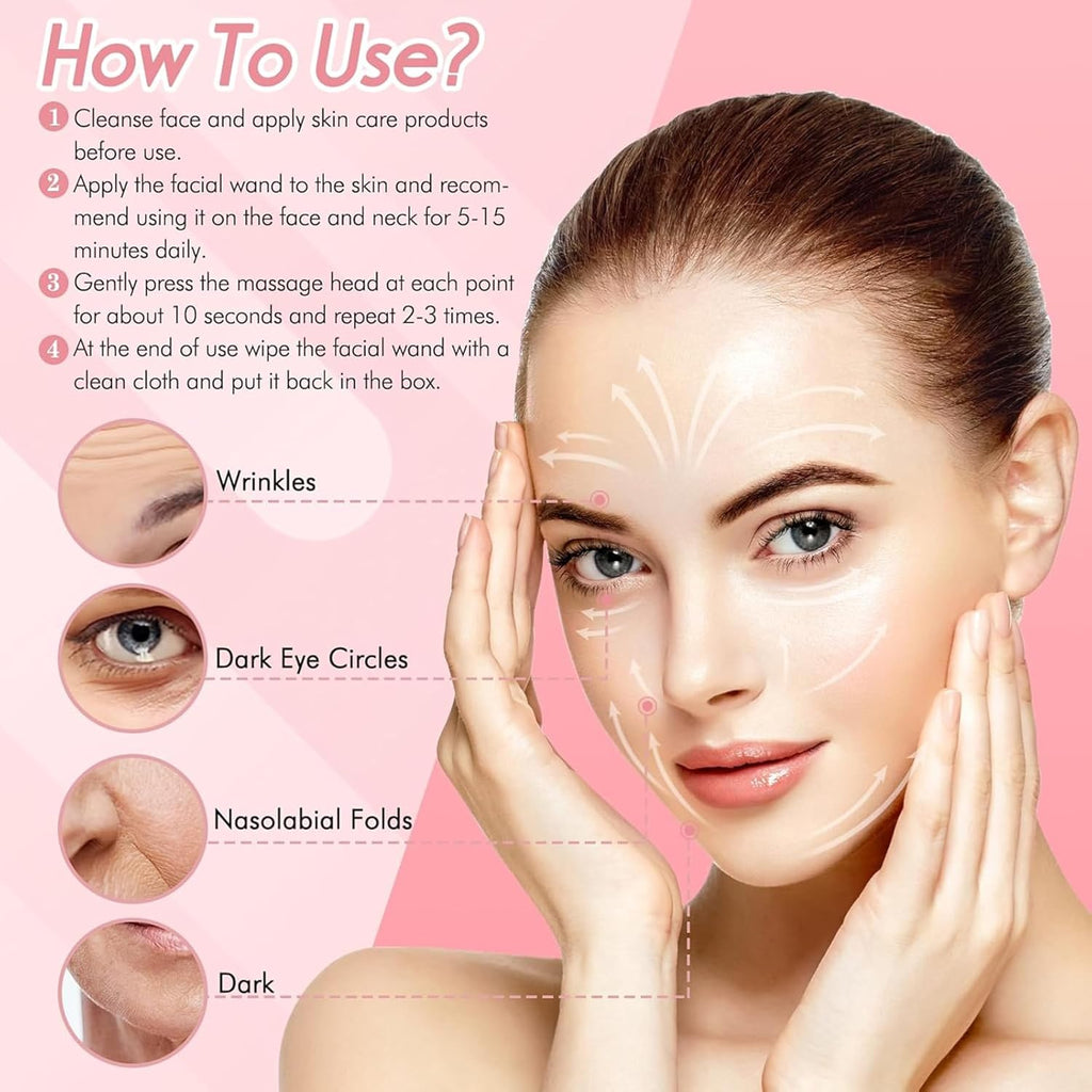 Red Light Therapy for Face | 4‑in‑1 Skincare Tool with EMS Microcurrent & Vibration | Rechargeable Face Massager Machine for Facial & Eye Care