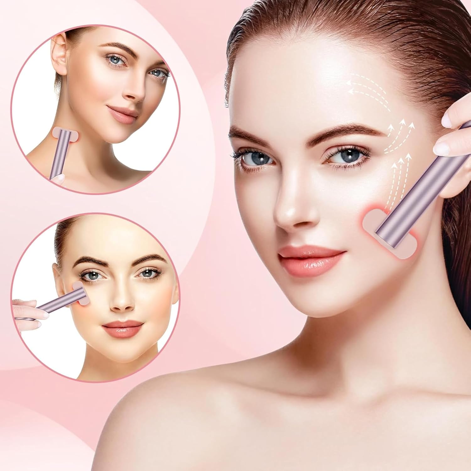 Red Light Therapy for Face | 4‑in‑1 Skincare Tool with EMS Microcurrent & Vibration | Rechargeable Face Massager Machine for Facial & Eye Care