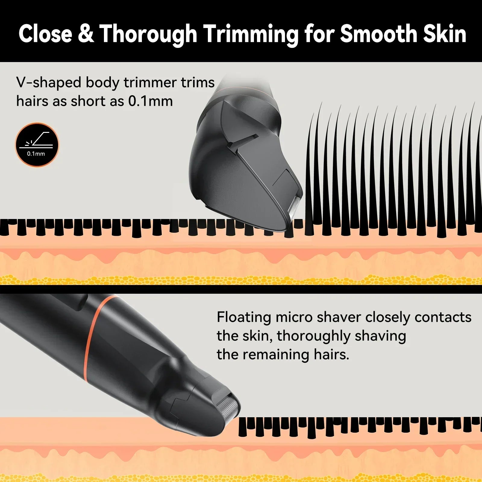 4 in 1 Body Hair Trimmer Kit for Men Waterproof Electric Shaver Black
