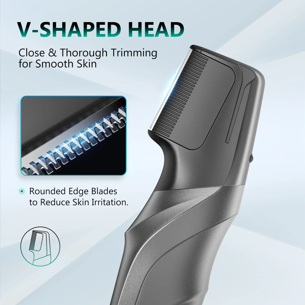 Electric Body Hair Trimmer IPX5 Waterproof Groomer Clipper Black