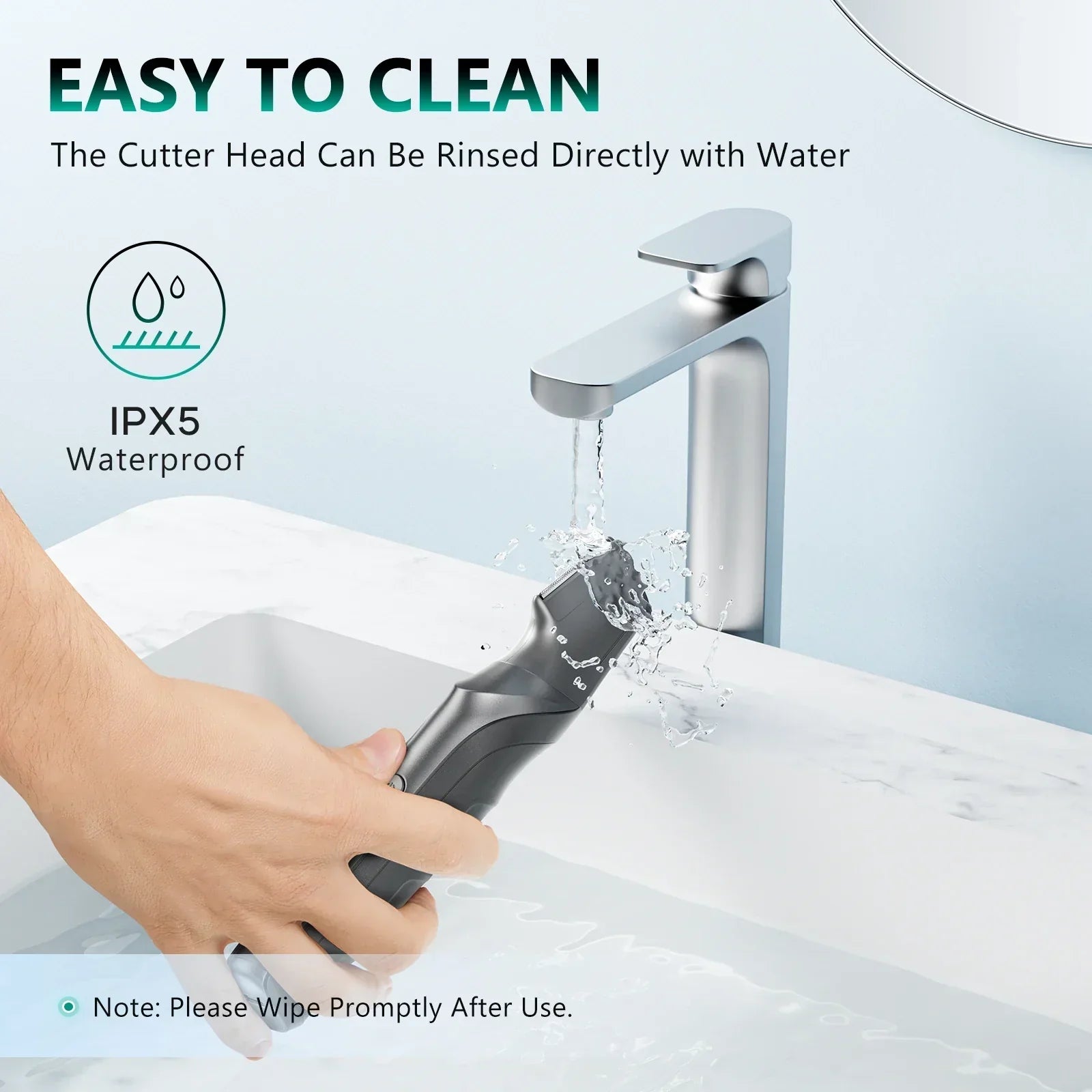 Electric Body Hair Trimmer IPX5 Waterproof Groomer Clipper Black