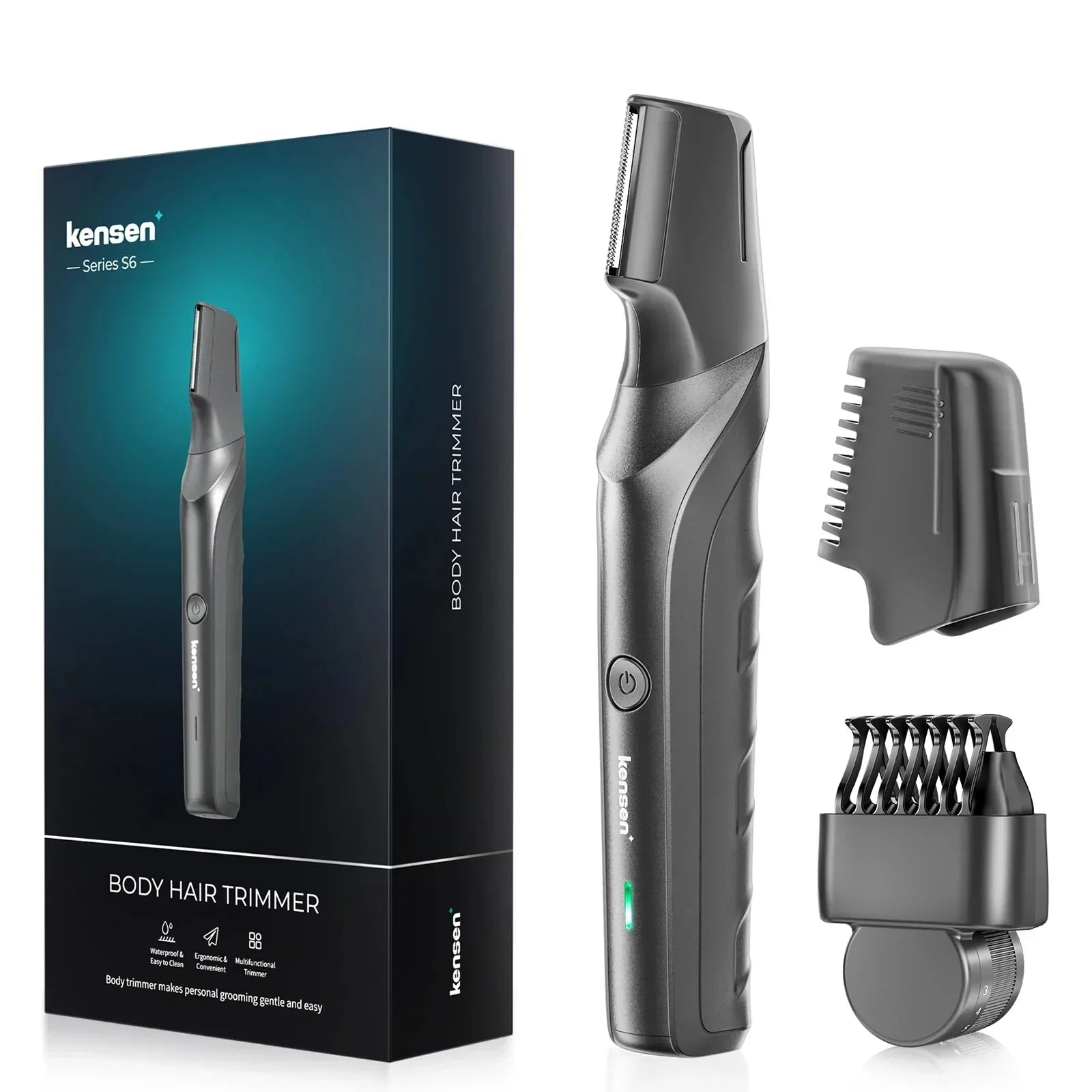 Electric Body Hair Trimmer IPX5 Waterproof Groomer Clipper Black