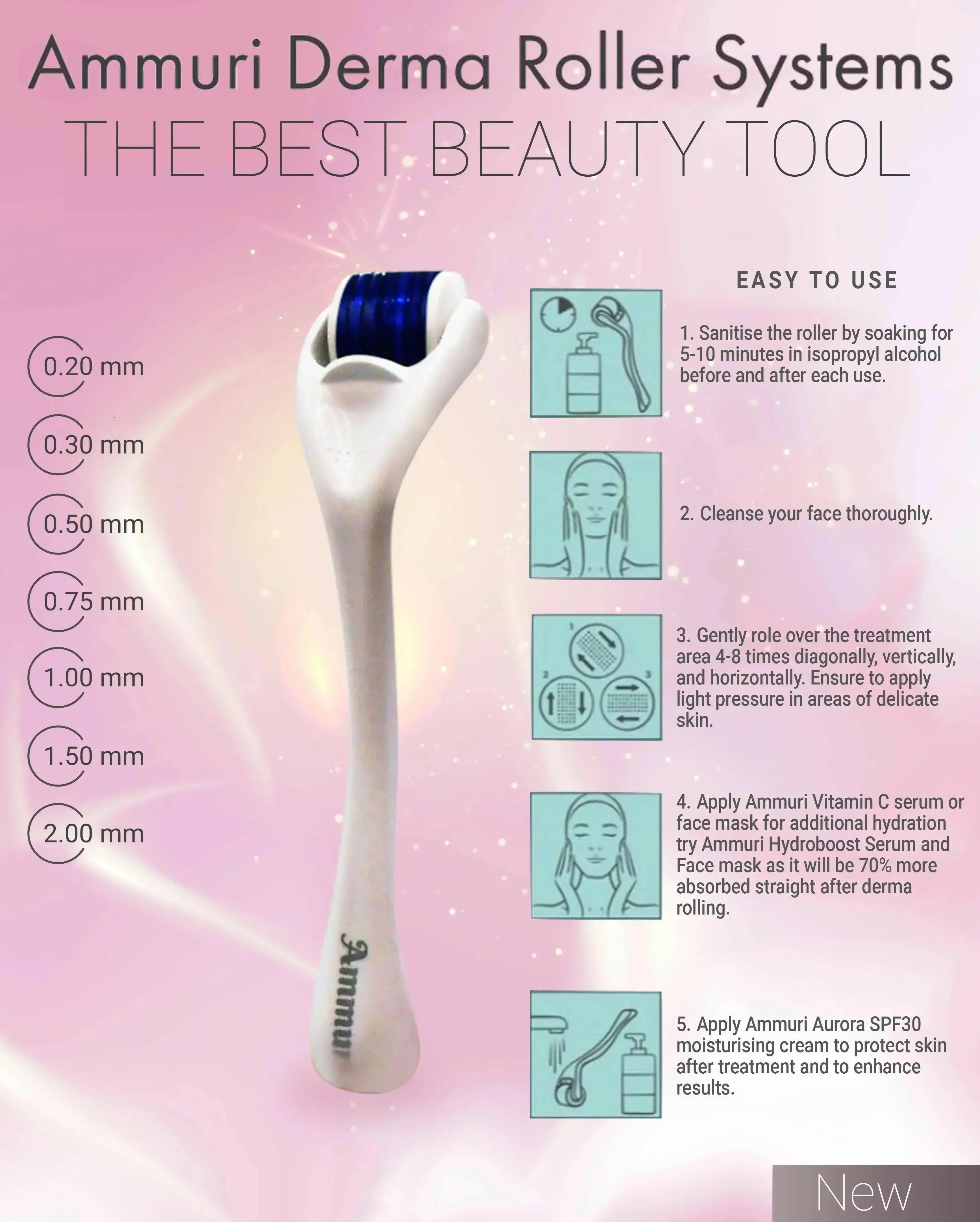 Titanium Derma Roller System for Skin Rejuvenation & Collagen Boost | Ammuri