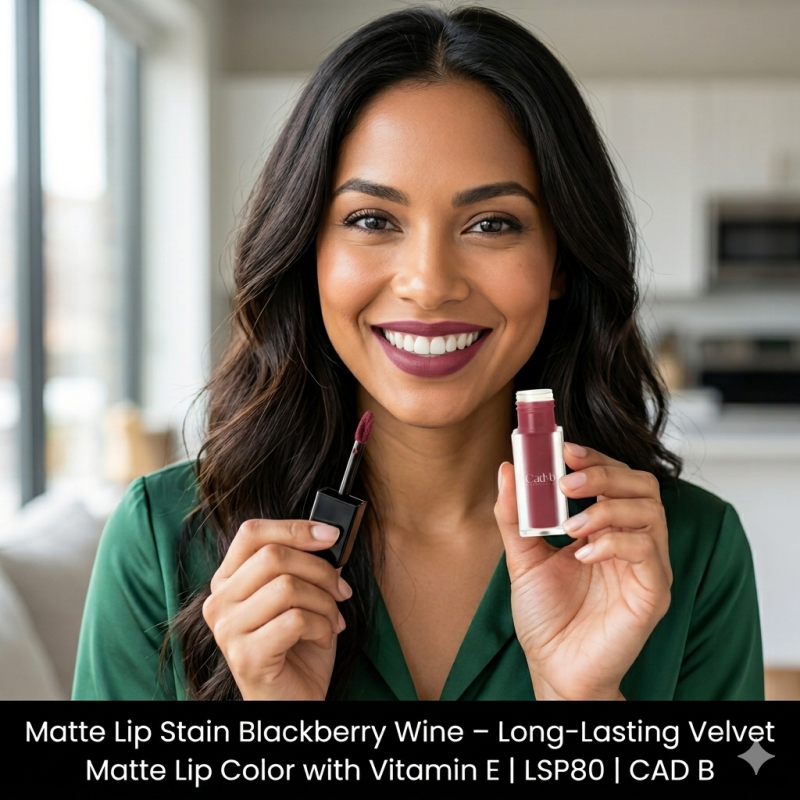 Matte Lip Stain Blackberry Wine - Long-Lasting Velvet Matte Lip Color with Vitamin E | LSP80 | CAD B